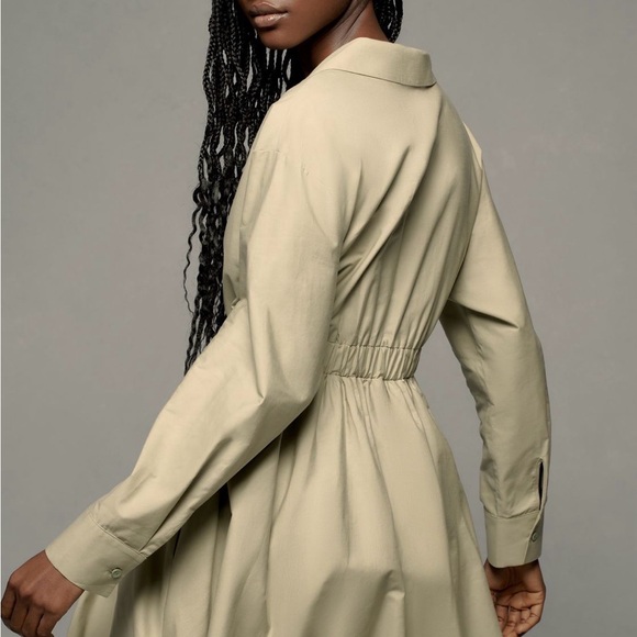 Maeve Anthropologie Long Sleeve Belted Bubble Dress XL Sage Green - Picture 2 of 4